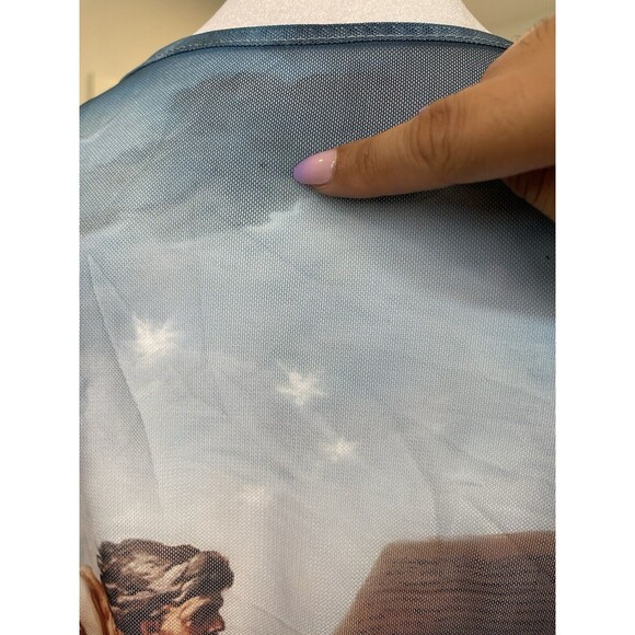 Art To Wear Womens M L Abstract mesh long sleeve lace bodysuit Y2K Whimsigoth - Picture 15 of 16